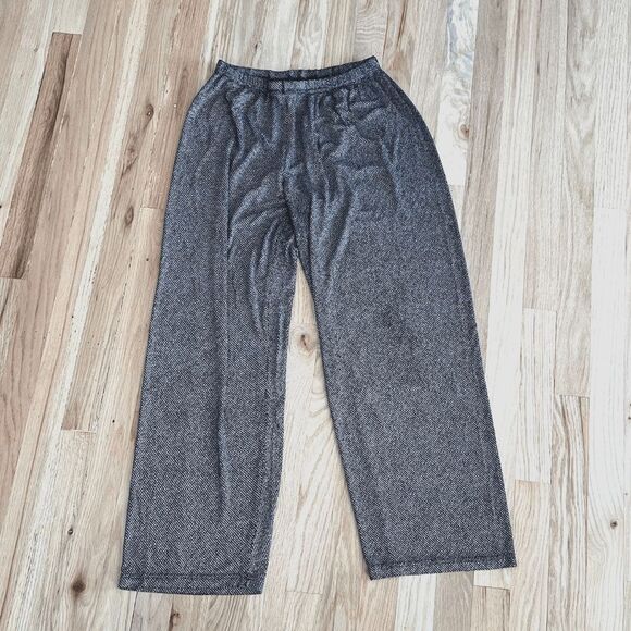 vtg 90s lounge straight leg stretch pants black white dotted slinky small medium - Picture 2 of 5